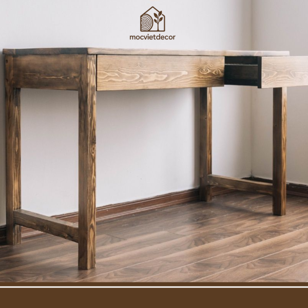 Bàn Dora / Bàn làm việc 2 ngăn kéo tiện lợi gỗ thông tự nhiên - Hình ảnh 3