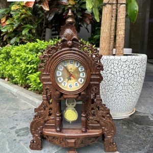 Đồng hồ quả lắc để bàn gỗ mun đuôi công MV-001