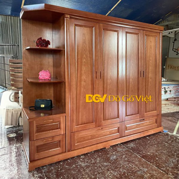 Tủ Quần Áo 4 Cánh Có Kệ 3 Ngăn Kéo