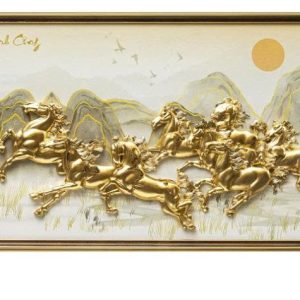 Tranh Ngựa Mã Đáo Thành Công Dát Vàng 24K